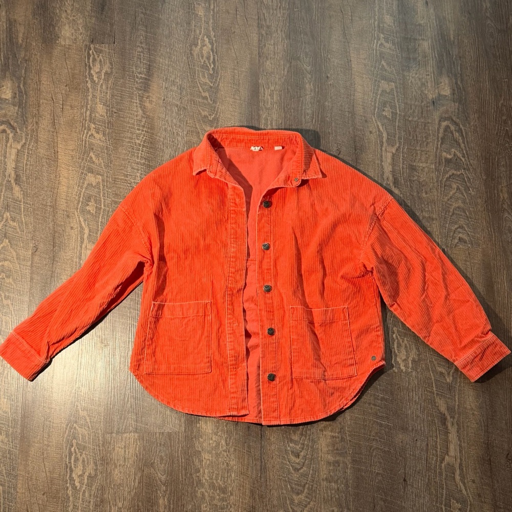 Roxy Vibrant Orange Corduroy Shacket